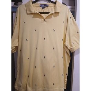 POLO RALPH LAUREN CLASSIC FIT ALLOVER PONY POLO SHIRT YELLOW MENS SIZE XXL